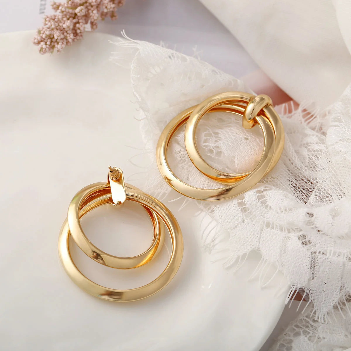 Creative Retro Double Circle Metal Earrings