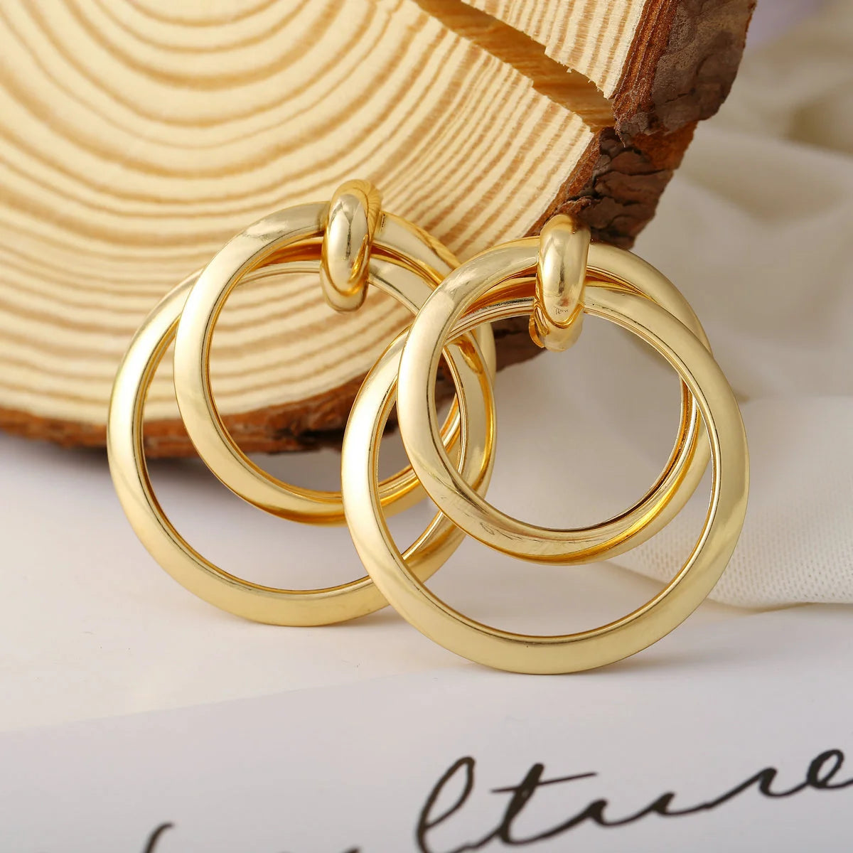 Creative Retro Double Circle Metal Earrings