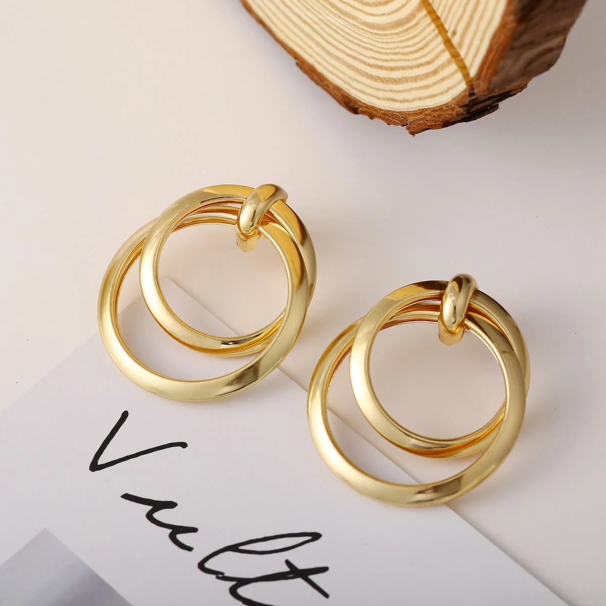 Creative Retro Double Circle Metal Earrings