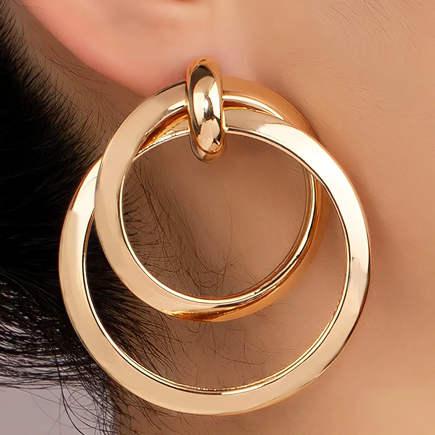 Creative Retro Double Circle Metal Earrings